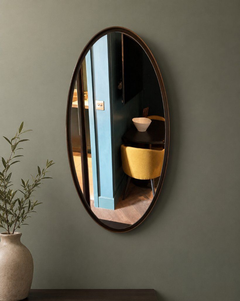 Lot 474: Oval Swivel Wall Mirror (Turns to right & left) wall mounted brushed brass W350mm x D87.4mm x