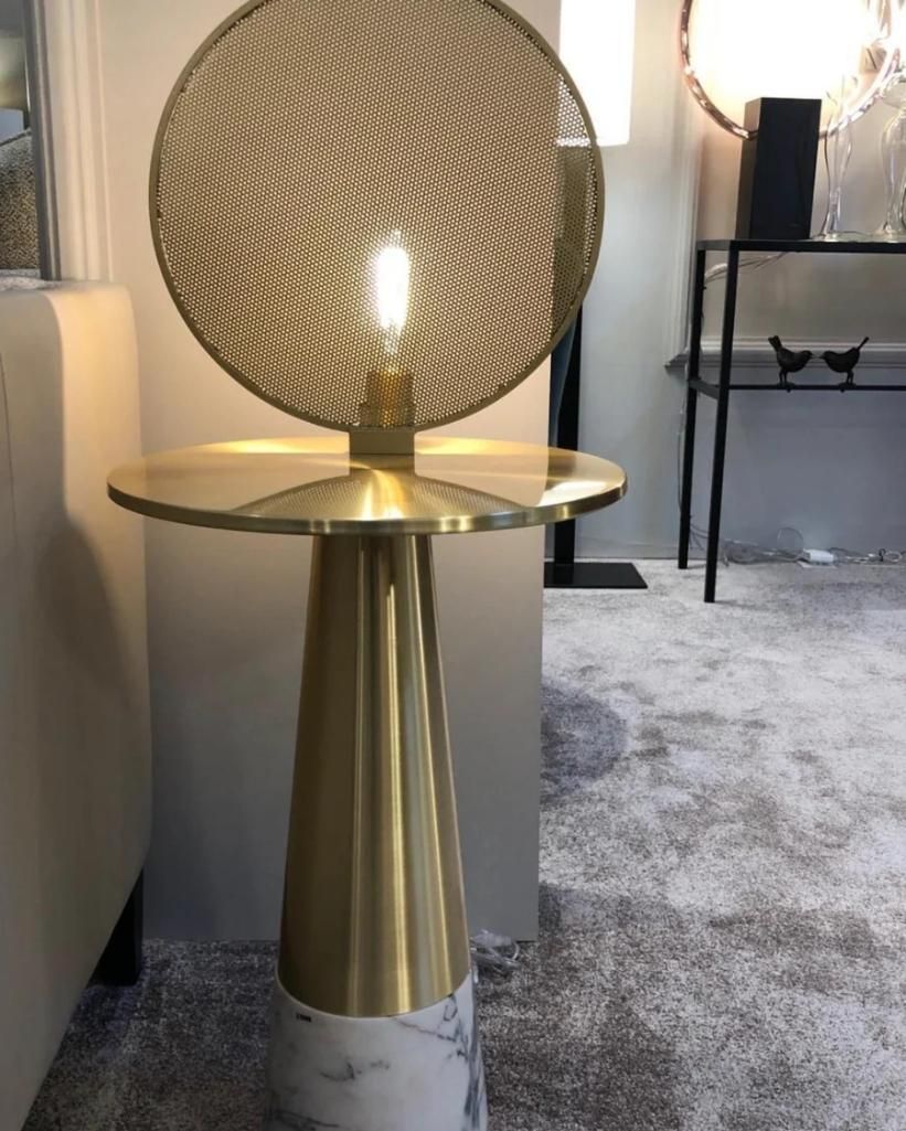 Lot 1046: Rhodes Side Table and lamp Elegant Rhodes Side Table and Lamp