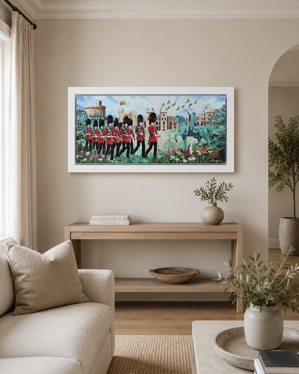 Lot 179: Charlotte Sutton (British) panoramic giclee on canvas depicting springtime Windsor Castle