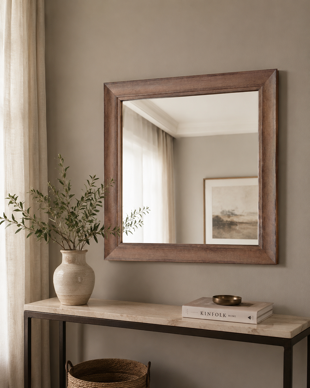 Lot 195: Contemporary Square Bevelled Wall Mirror