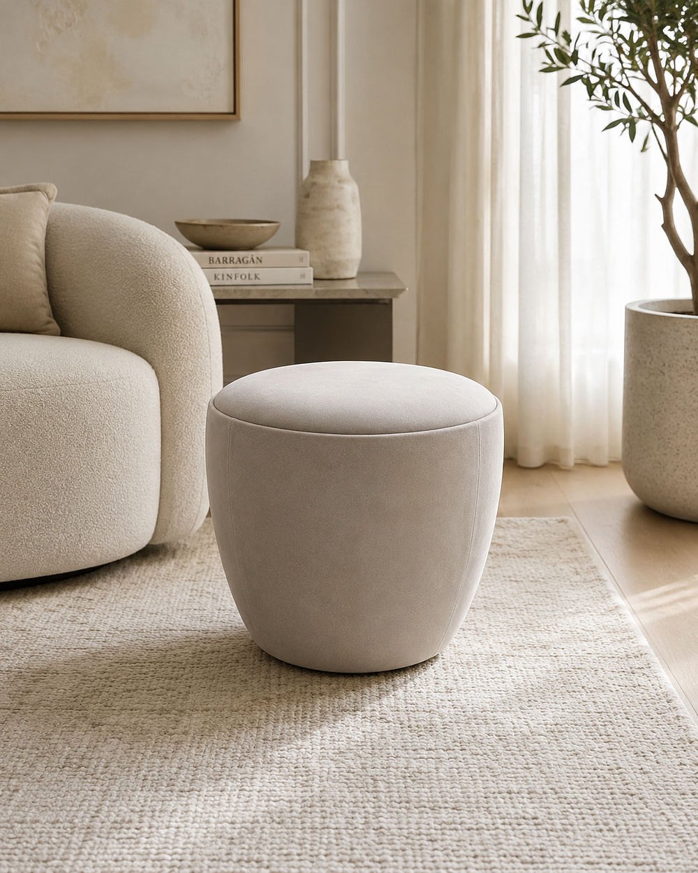 Lot 317: Sancal Spain upholstered stool pouffe 45 x 43cm
