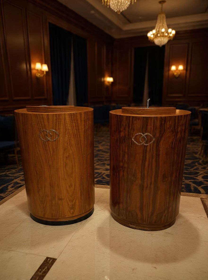 Lot 441: Pair of Bespoke Olive Ash Oval Podiums
