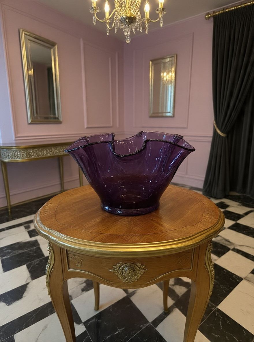 Lot 501: "Fazzoletto" (Handkerchief) Amethyst Murano Art Glass Bowl
