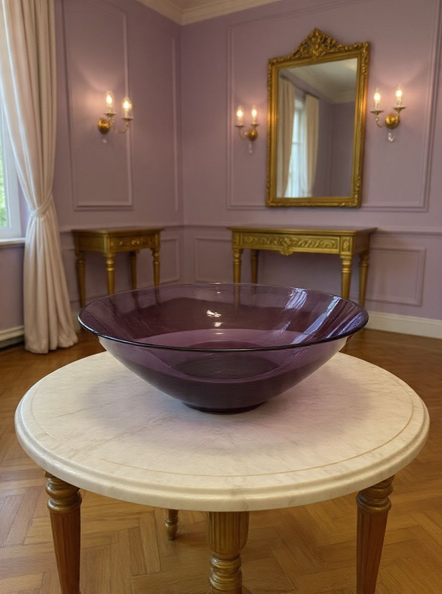 Lot 503: Minimalist Amethyst Glass Conical Centrepiece Bowl