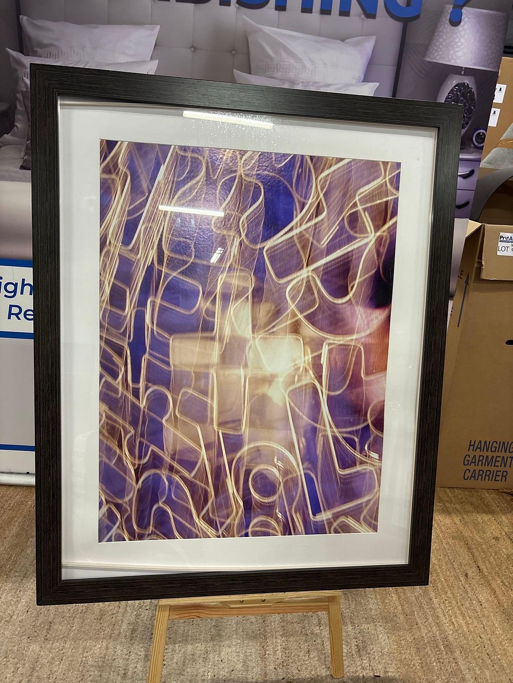 Lot 511: Contemporary Framed Abstract Neon Light-Motion Print