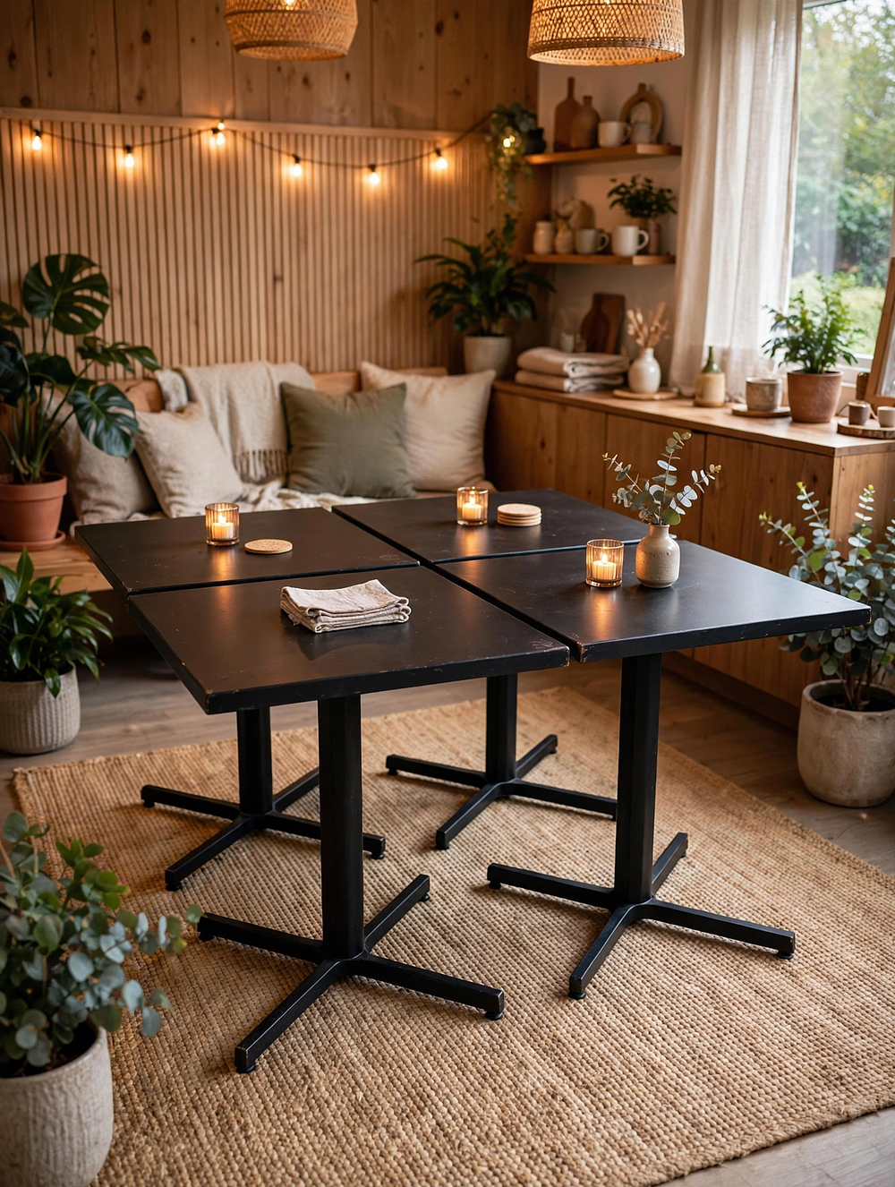 Lot 624: 4 x Emu contract-grade black square folding outdoor table