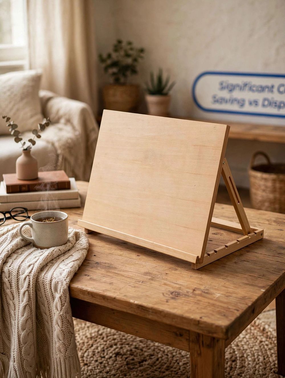 Lot 829: A portable artist's desktop table easel crafted from smooth finished beechwood