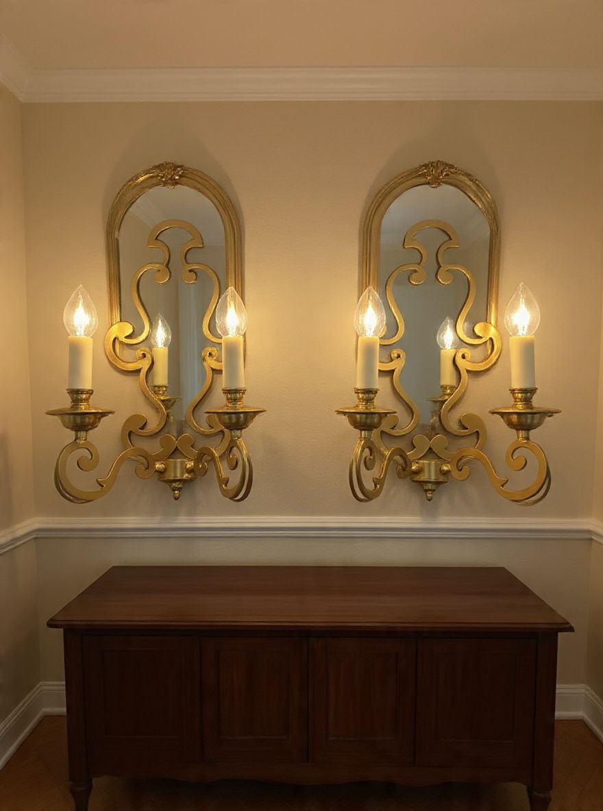 Lot 945: A Pair of Dutch Baroque Style Brass Two-Light Wall Sconces