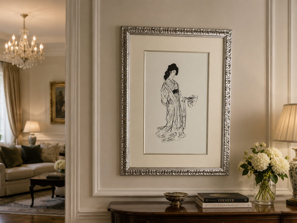 Lot 175: A Framed Minimalist Figure Print, After Gustav Klimt