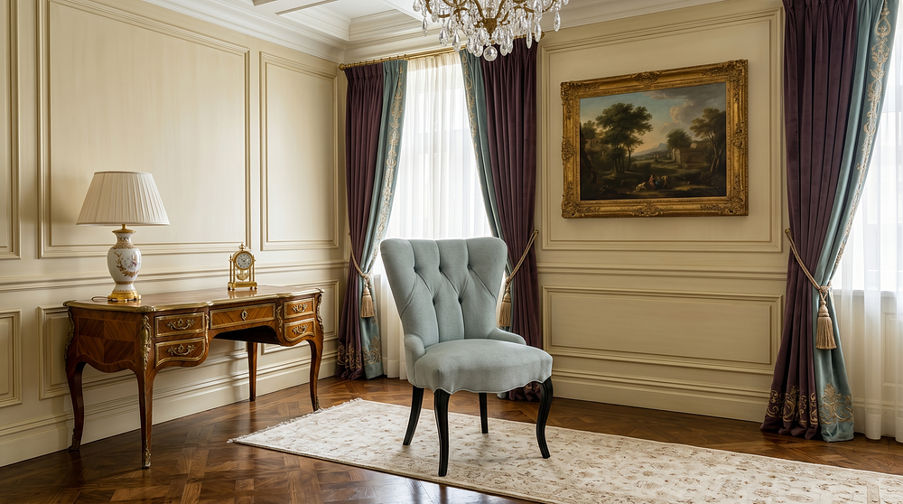 Lot 347: French Provincial Style Tufted Occasional Chair