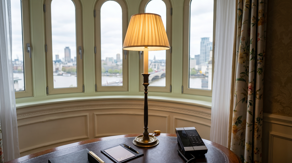 Lot 397: A Traditional Neo-Classical Style Brass Candlestick Desk Lamp