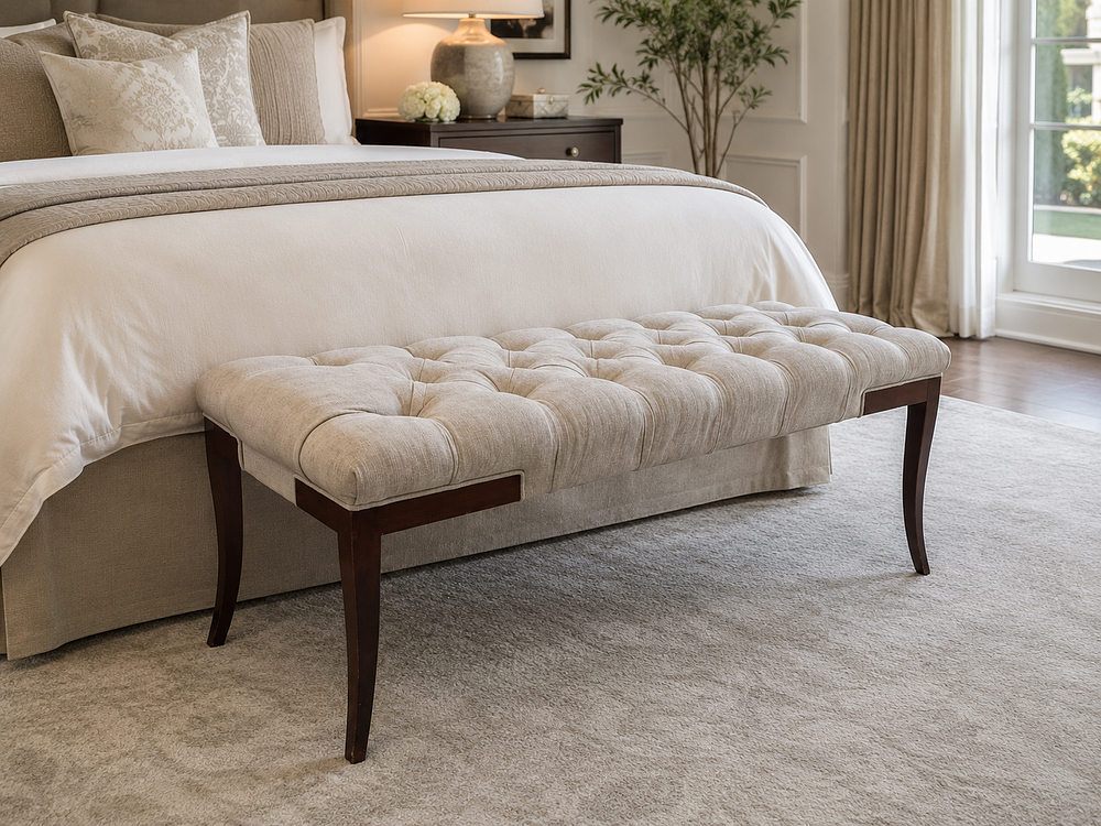 Lot 404: A Neoclassical Deep-Tufted Leather Bench by Francesca Molon Impeccably upholstered in a premium