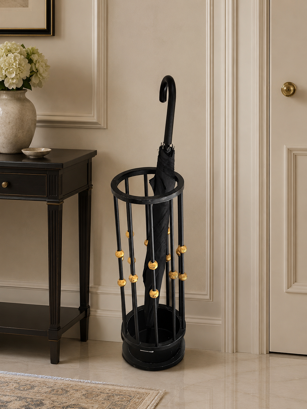 Lot 470: An exceptional, historic cast iron and brass umbrella stand or stick stand from