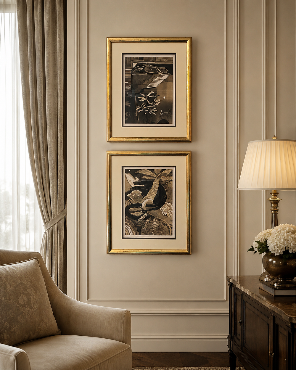 Lot 543: A Pair Fine Art Panther Prints, After Norbertine von Bresslern-Roth
