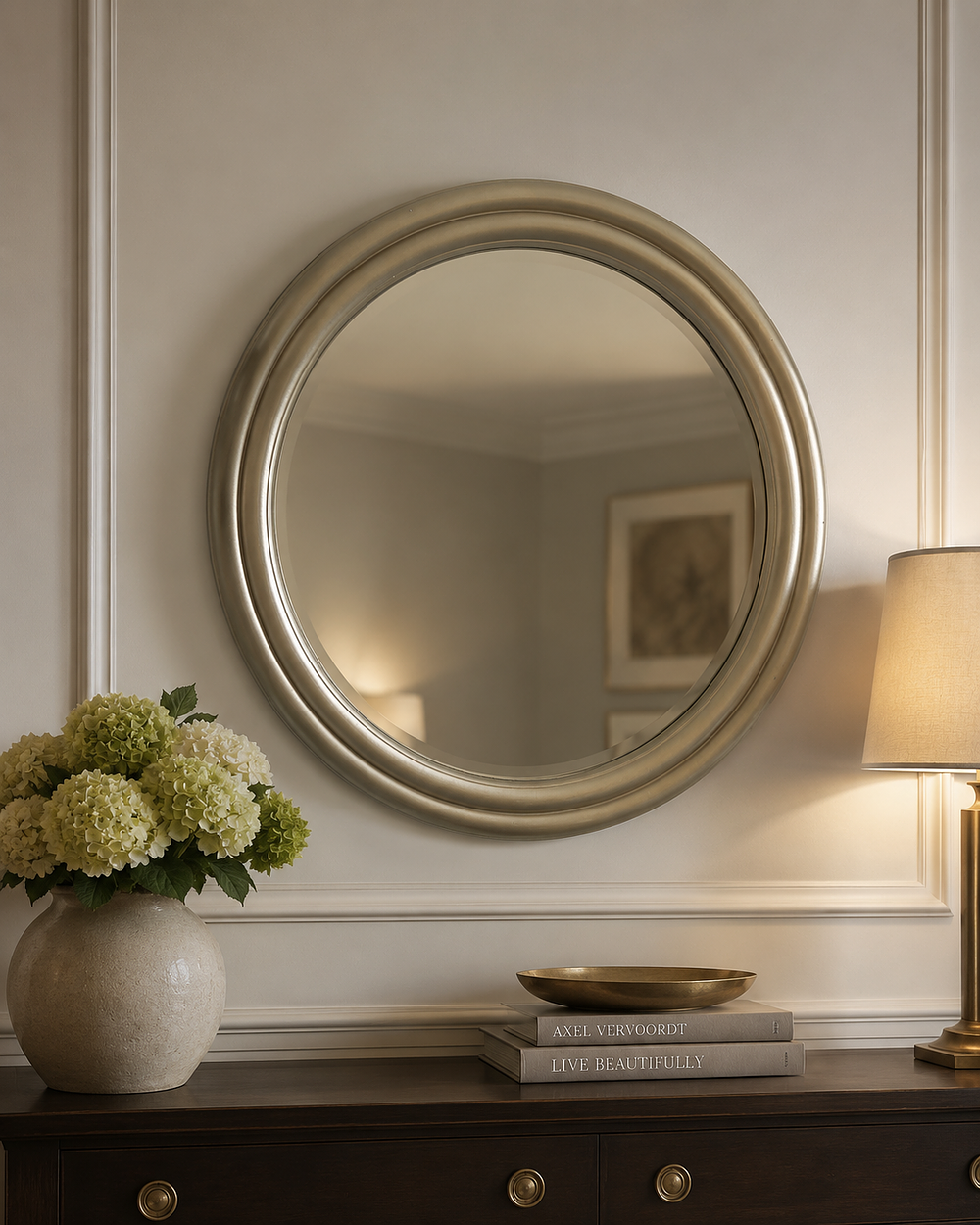 Lot 865: Circular Gold-Painted Wall Mirror