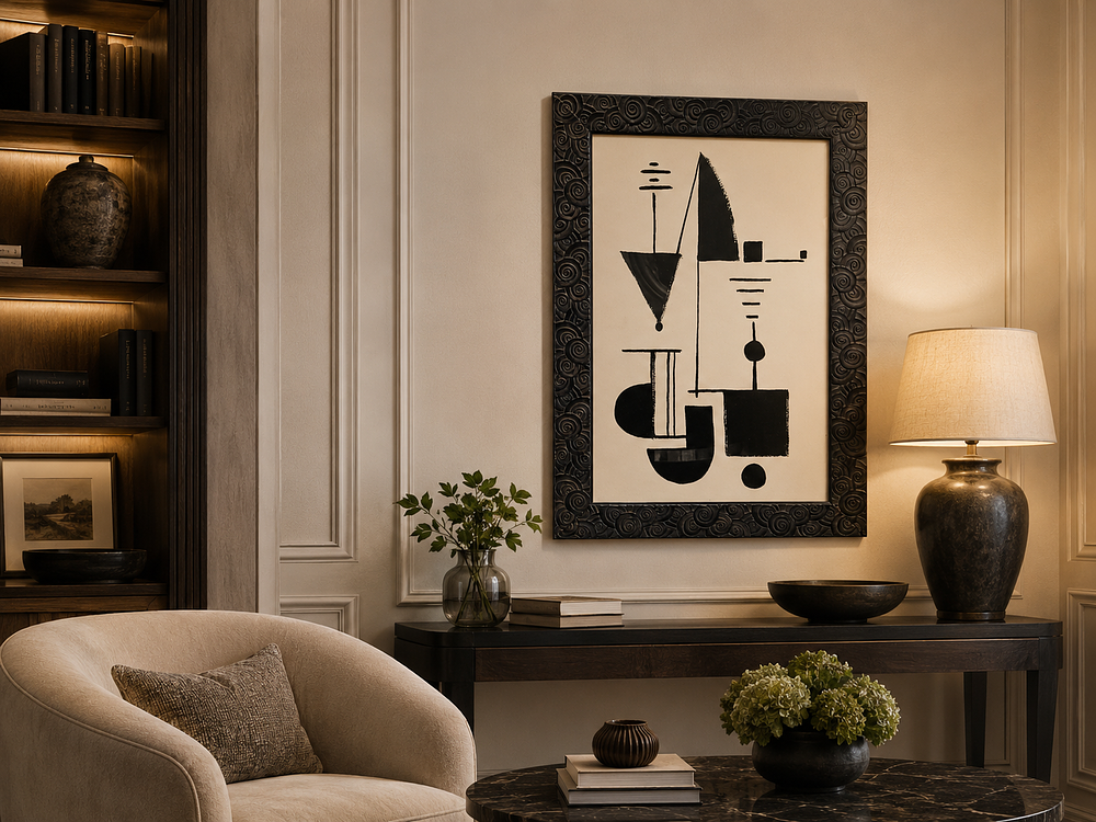 Lot 884: Framed Abstract Print, After 'Formspiel' (c.1948) by Max Ackermann