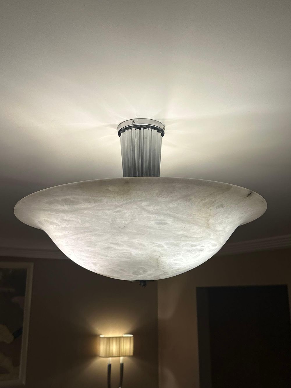 Lot 941: A Contemporary Alabaster Glass Flush-Mount Ceiling Plafonnier