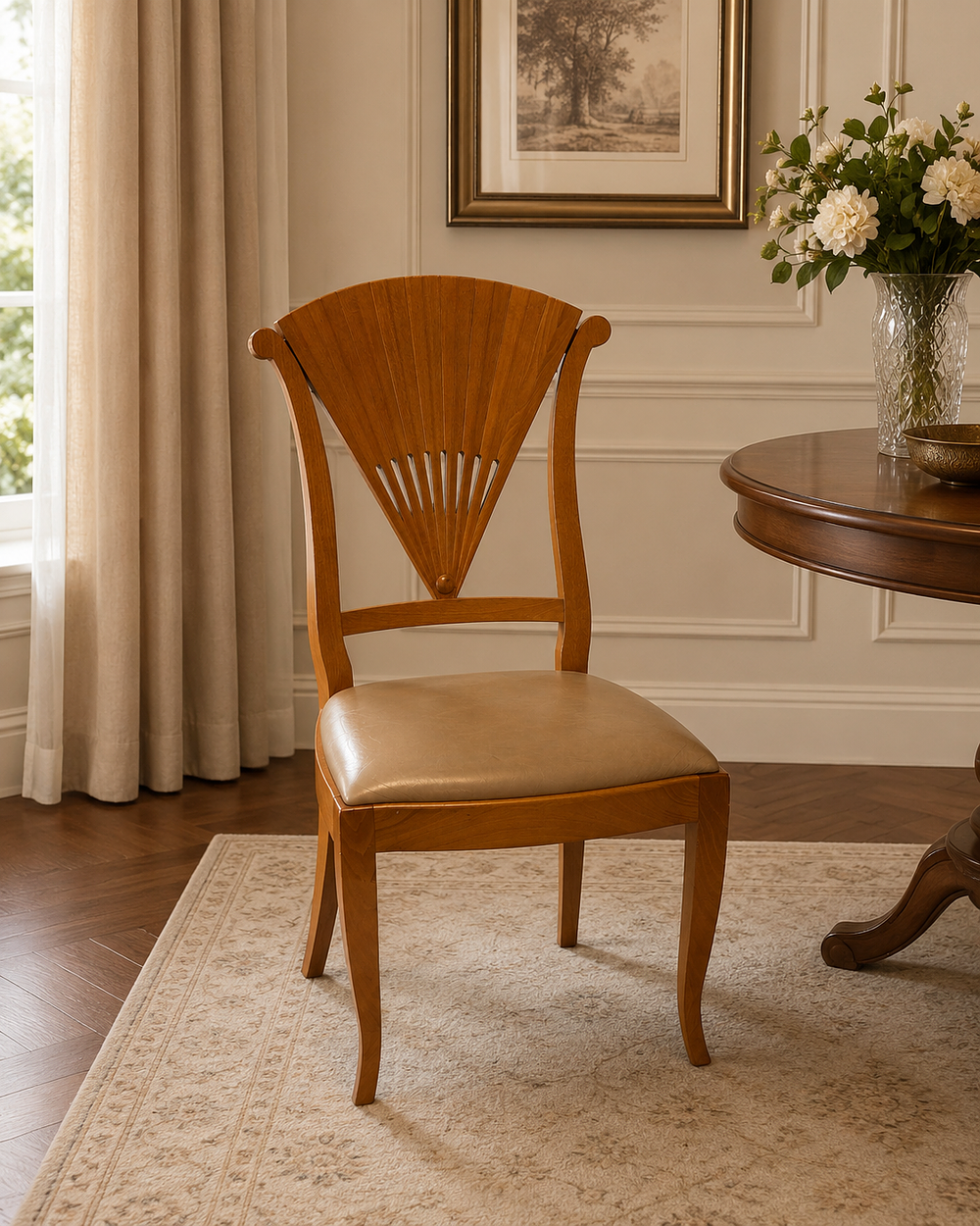 Lot 968: An Art Deco Style Maple Fan-Back Side Chair by Francesco Molon