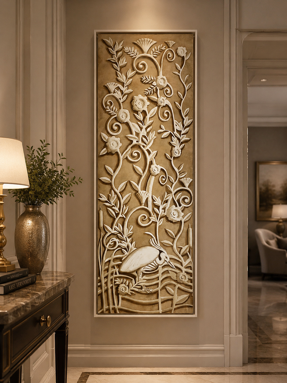 Lot 1080: A Large Contemporary South-East Asian Style Bas-Relief Trompe-l'œil Fine Art Print