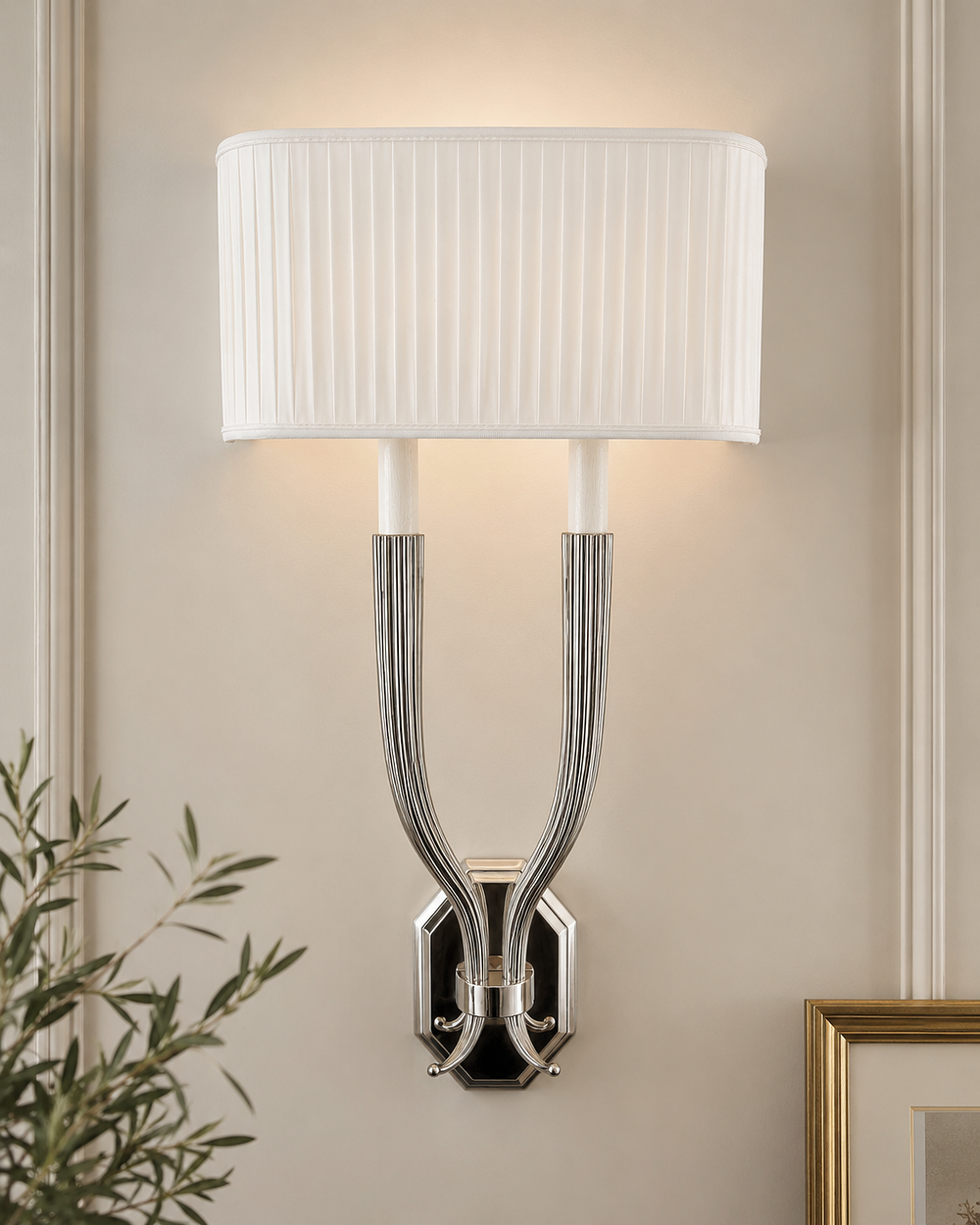 Lot 1119: A Pair of Art Deco Style "Ruhlmann" Two-Light Wall Sconces by Chapman & Myers for Visual Comfort A