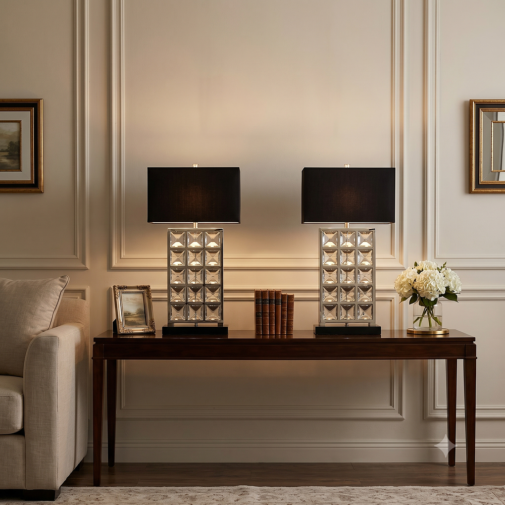 Lot 1171: A Pair of 'Giotto' Chrome Table Lamps by Porta Romana