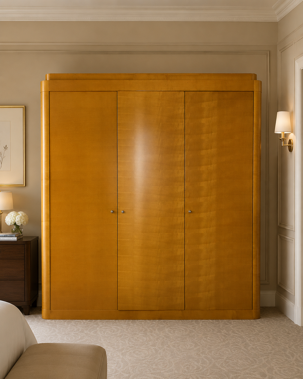 Lot 1219: Art Deco Style Maple Veneer Wardrobe by Francesco Molon