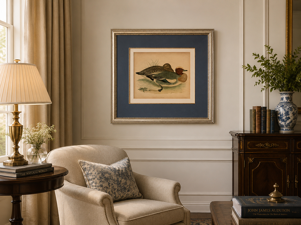 Lot 1254: A Framed Antique-Style Ornithological Print after John James Audubon