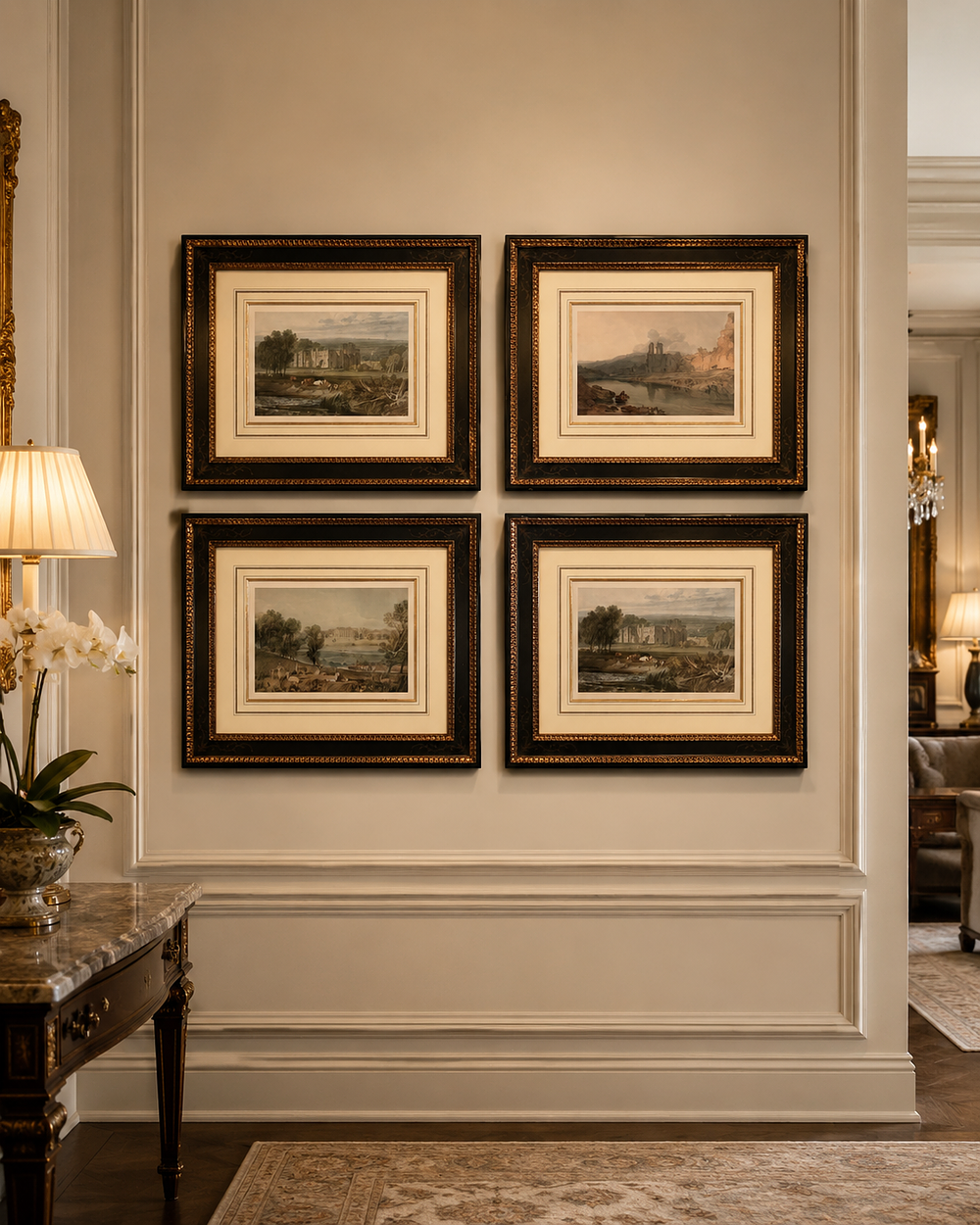 Lot 1328: A Cohesive Set of Four Framed Topographical Landscape Prints After J