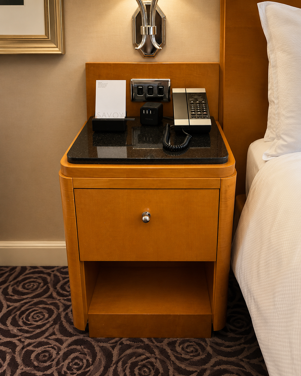 Lot 1364: A single Art Deco Style Maple Bedside Table / Nightstand by Francesco Molon crafted in warm
