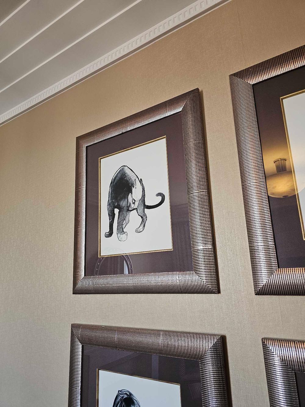 Lot 1566: A set of 4 x Art Deco Style Black Panther Print, After Paul Jouve