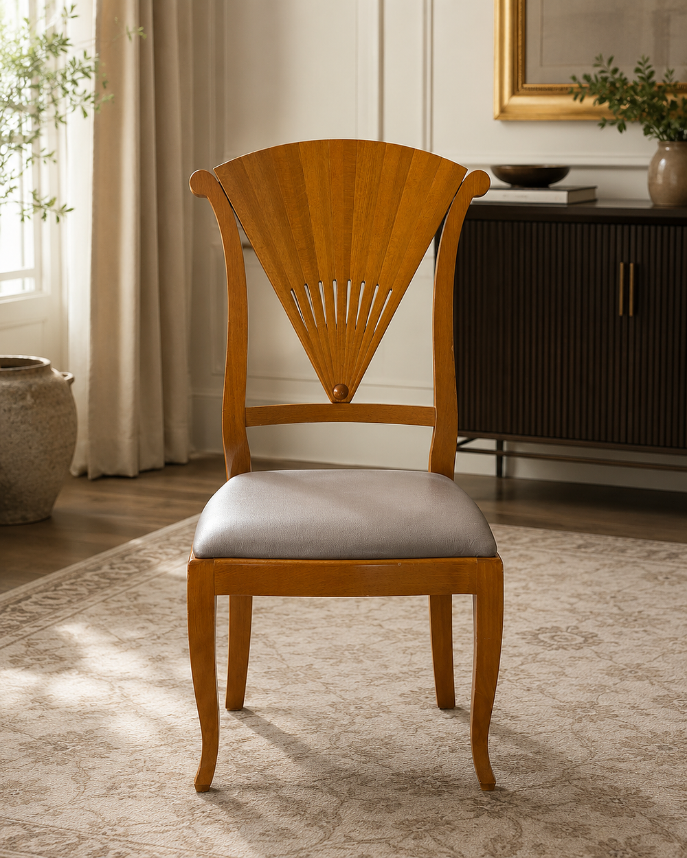 Lot 1669: An Art Deco Style Maple Fan-Back Side Chair by Francesco Molon