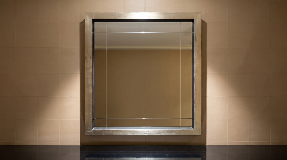 Lot 2039: Rectangular Mirror with Brushed Silver Frame and Glass