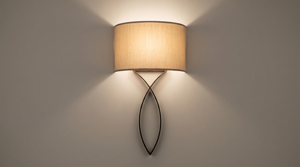 Lot 2068: A pair of wall lamps feature a sculpted base, crafted from forged metal