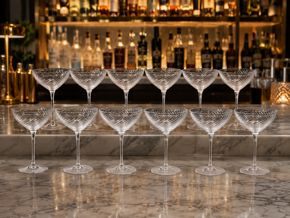 Lot 15A: 12 x John Jenkins Atlantic Deep Spiral Coupe Capacity 150ml / 5oz [Part # 8092] Lot closed