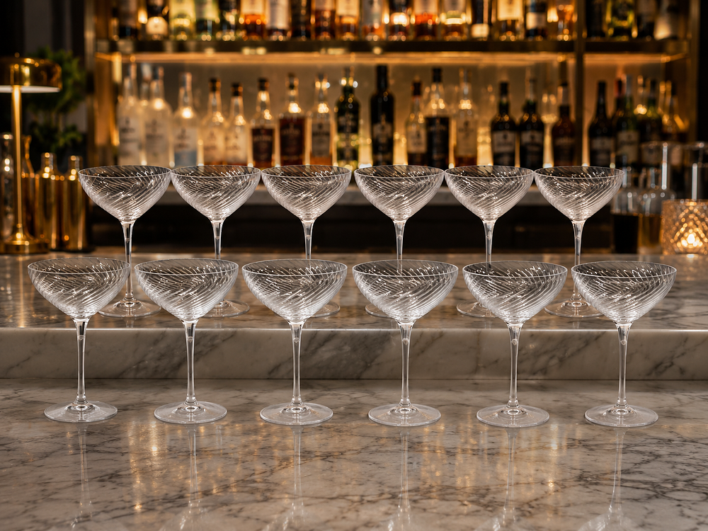 Lot 15F: 12 x John Jenkins Atlantic Deep Spiral Coupe Capacity 150ml / 5oz [Part # 8092] Lot closed