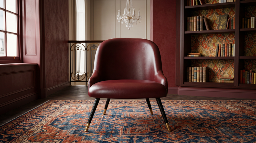 Lot 201A: Burgundy Leather Cocktail Lounge Chair