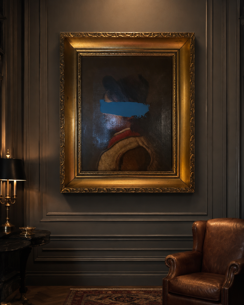 Lot 300: A Contemporary "Altered Art" Painting – Profile Portrait