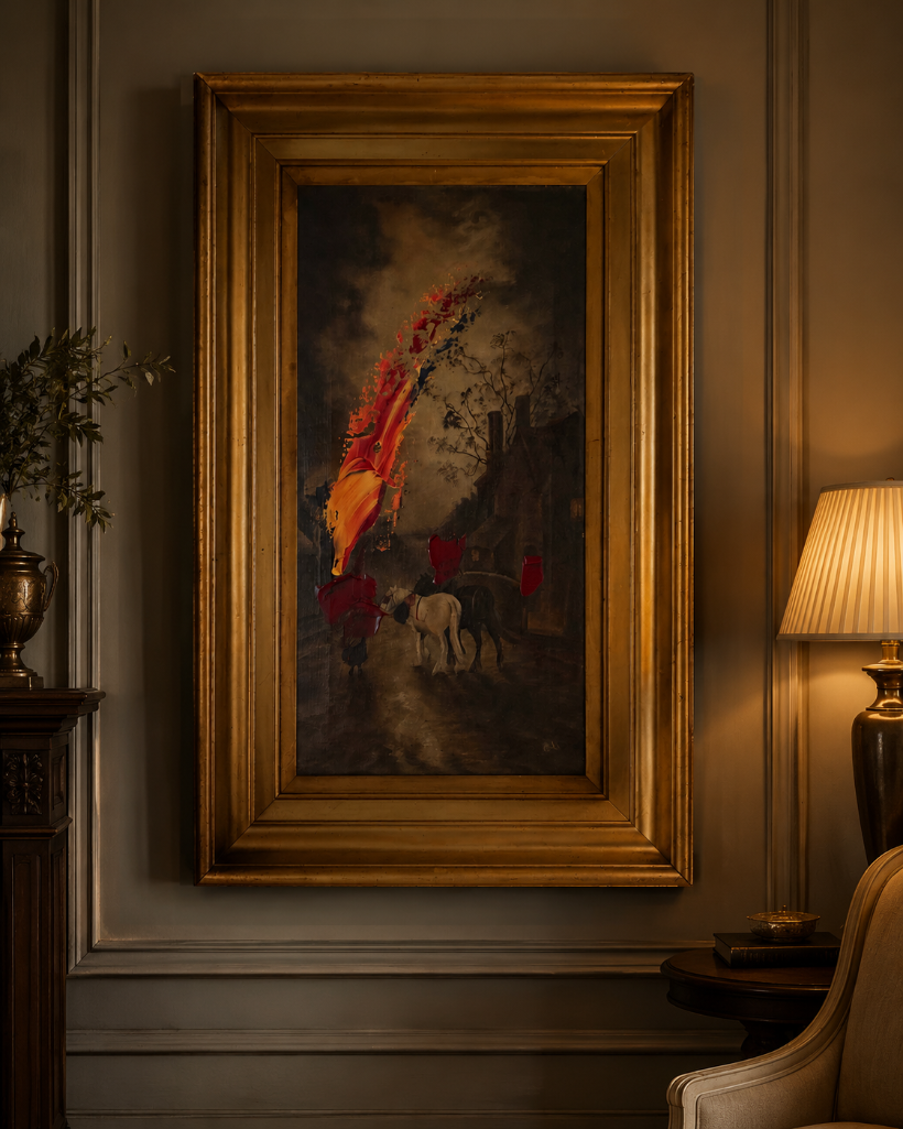 Lot 303: A Contemporary "Altered Art" Painting – Classical Sculptural Study