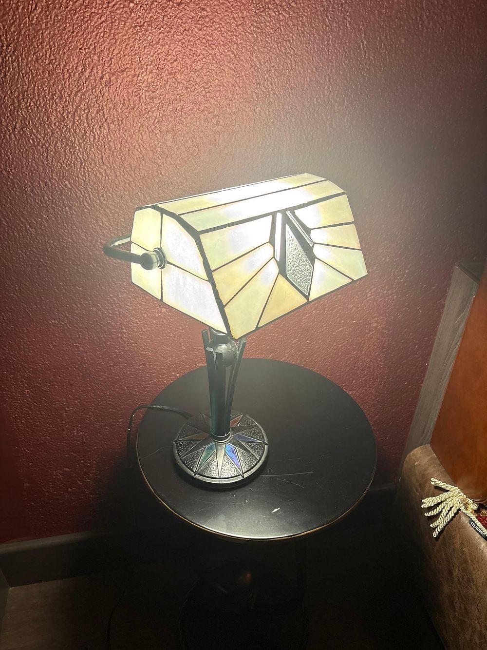 Lot 338: Interiors 1900 classic art deco style table lamp brass body with shade