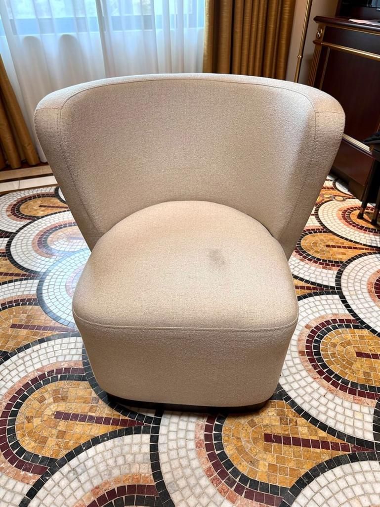 Lot 366B: A Pair of Contemporary Bouclé Barrel Accent Chairs