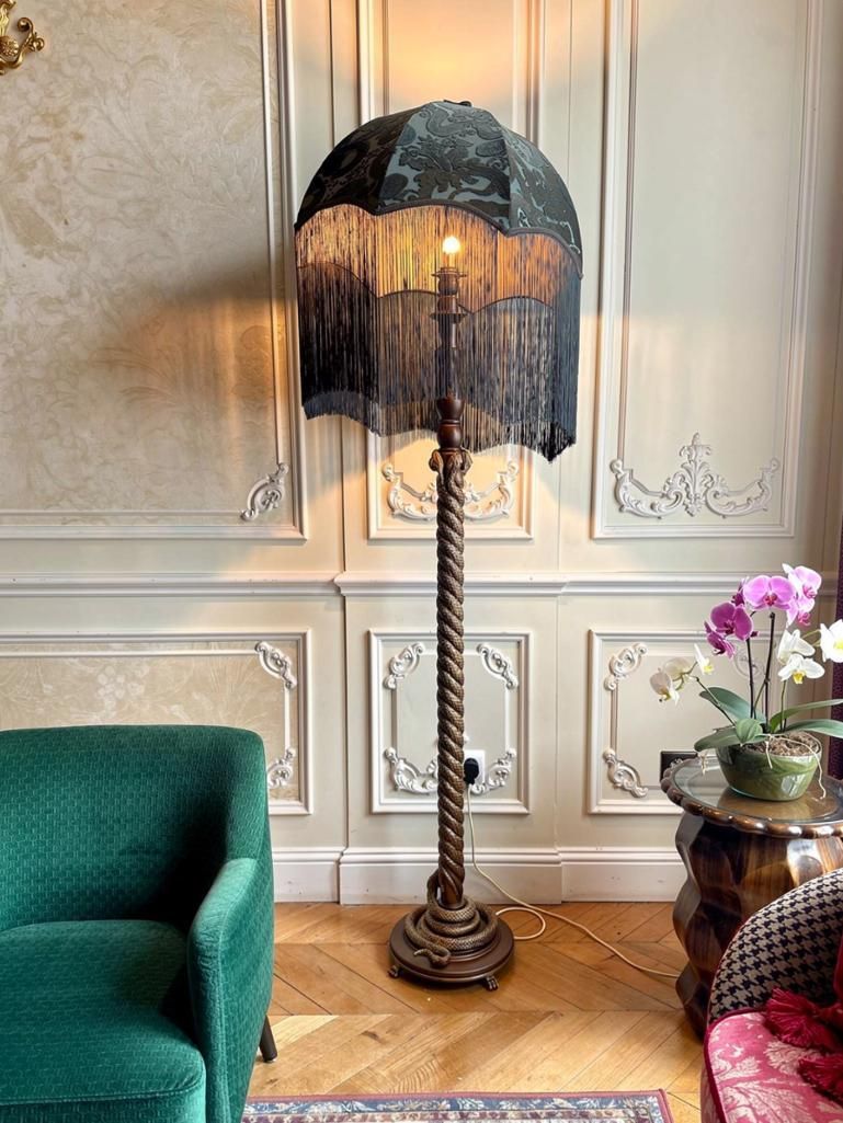 Lot 397: A House of Hackney "Serpentis" Floor Lamp with "Anaconda" Fringed Lampshade