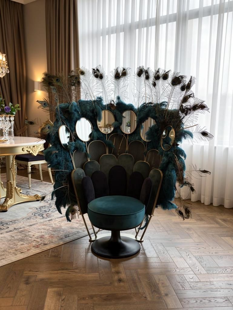 Lot 401: A Bespoke Luxury Maximalist "Peacock" Statement Throne Chair