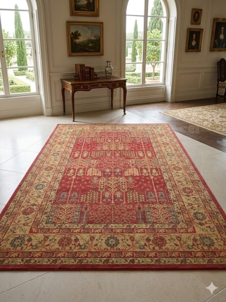Lot 457: A Grand "Classic Heritage" Windsor Pattern Area Rug – Crimson and Cream Embodying a timeless British