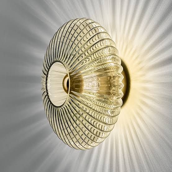 Lot 590: A pair Chelsom Glass Effect GE/742/SMOKE wall lamp Deeply ribbed elliptical shaped mouthblown Veneto