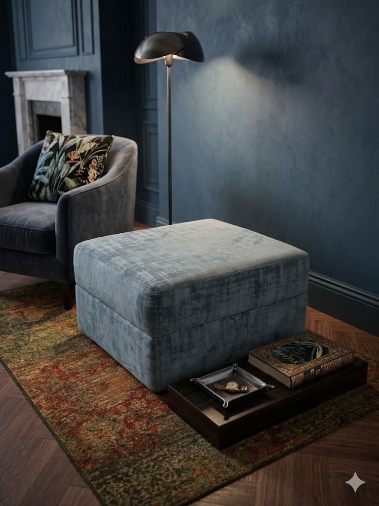 Lot 1733: Curtis UK Luxury Velvet Ottoman / Footstool (64 x 56 x 46cm)Custom-manufactured to exceptional