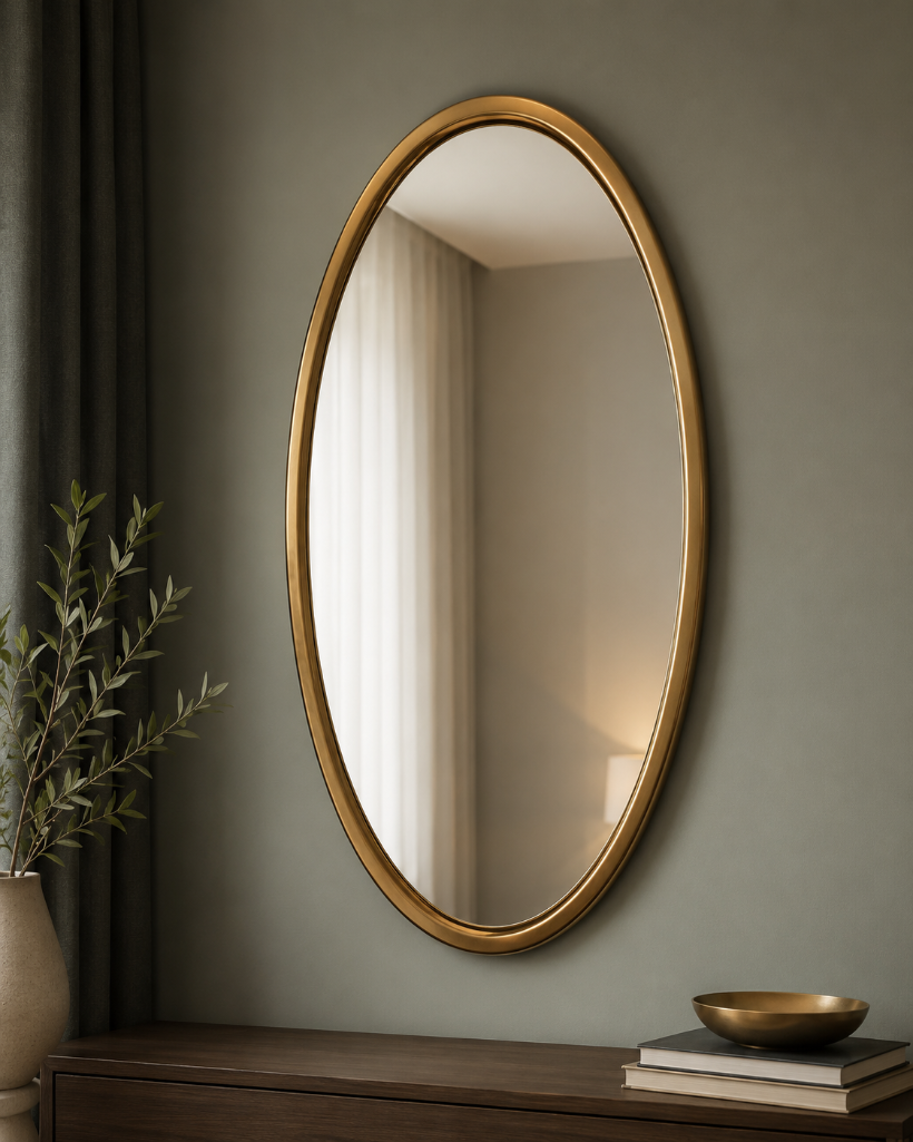 Lot 1844: Oval wall mirror 55 x 100cm