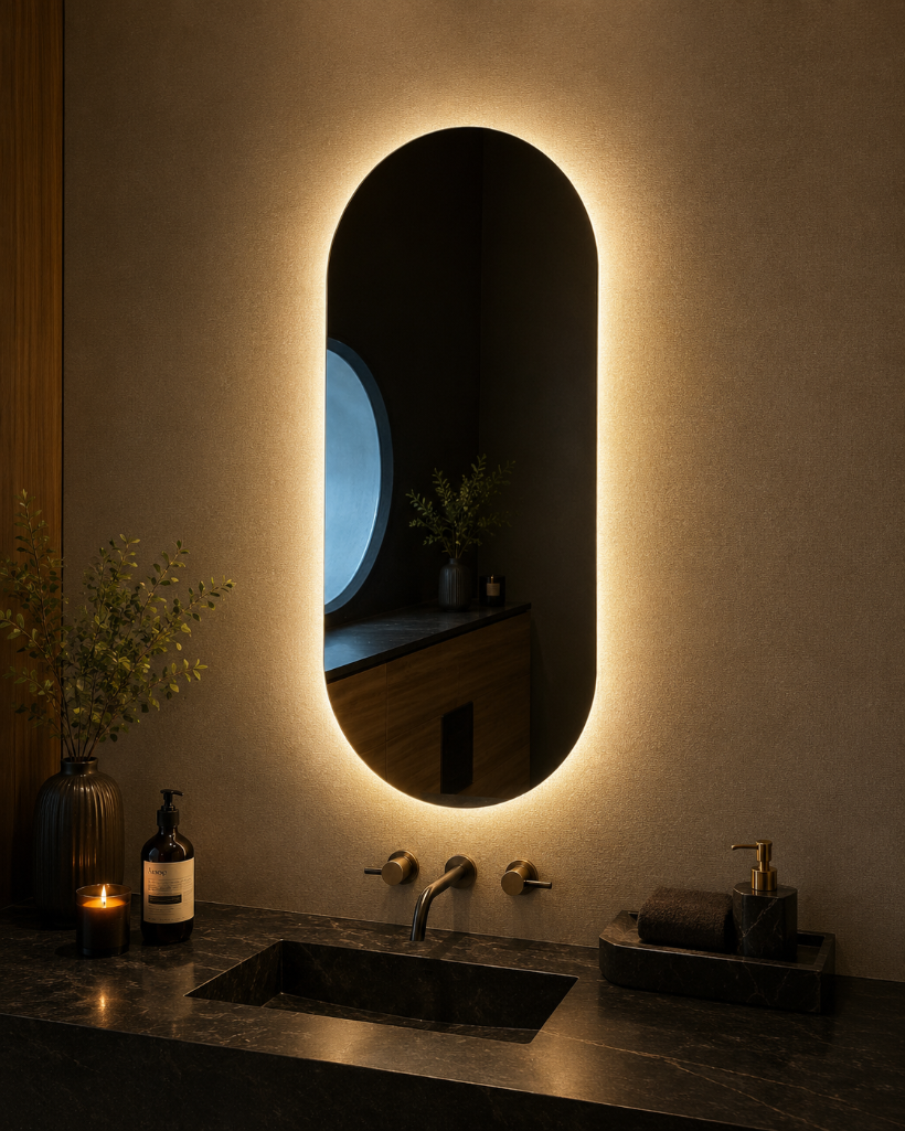 Lot 1848: Wall mounted frameless mirror 40 x 90cm