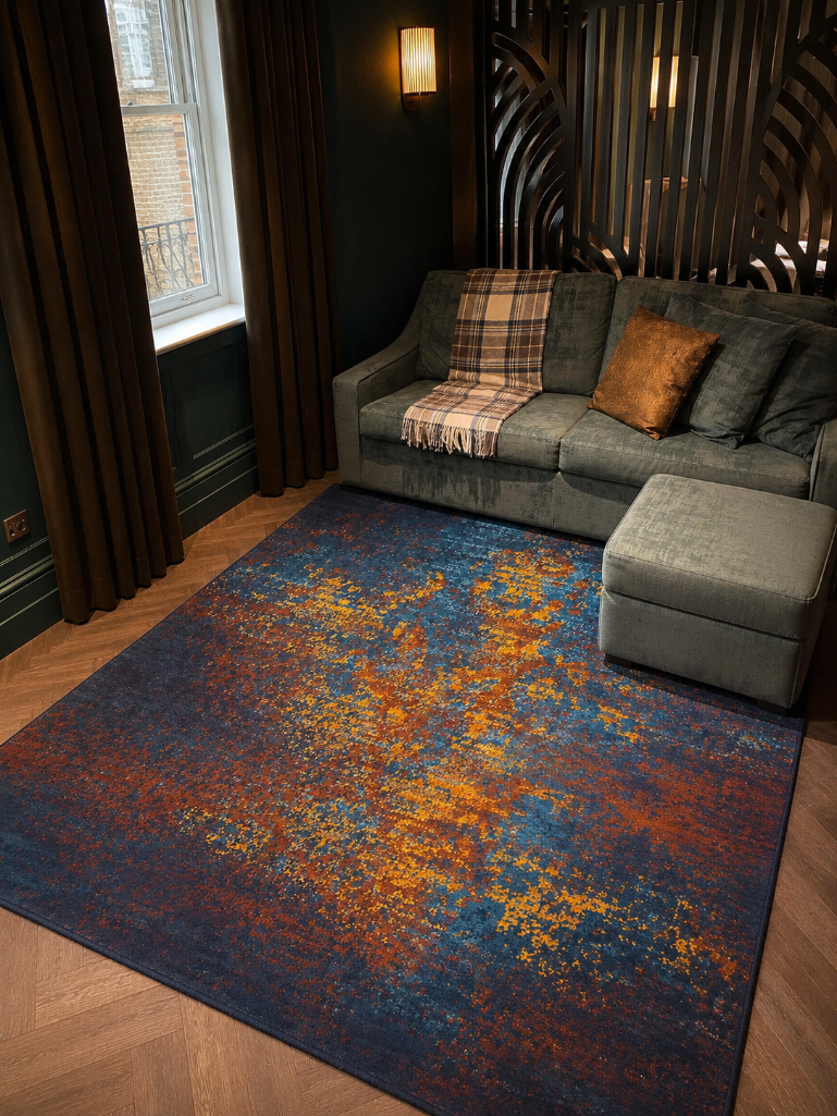 Lot 1946: Custom Abstract Distressed Area Rug by Bergman Design House & Ulster Carpets