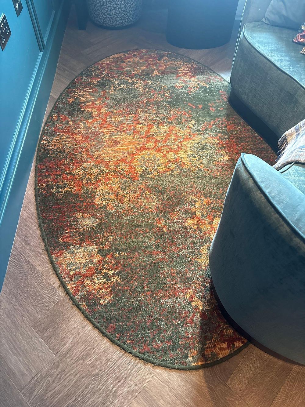Lot 1968: Custom Abstract Oval Area Rug by Bergman Design House & Ulster Carpets Add a vibrant
