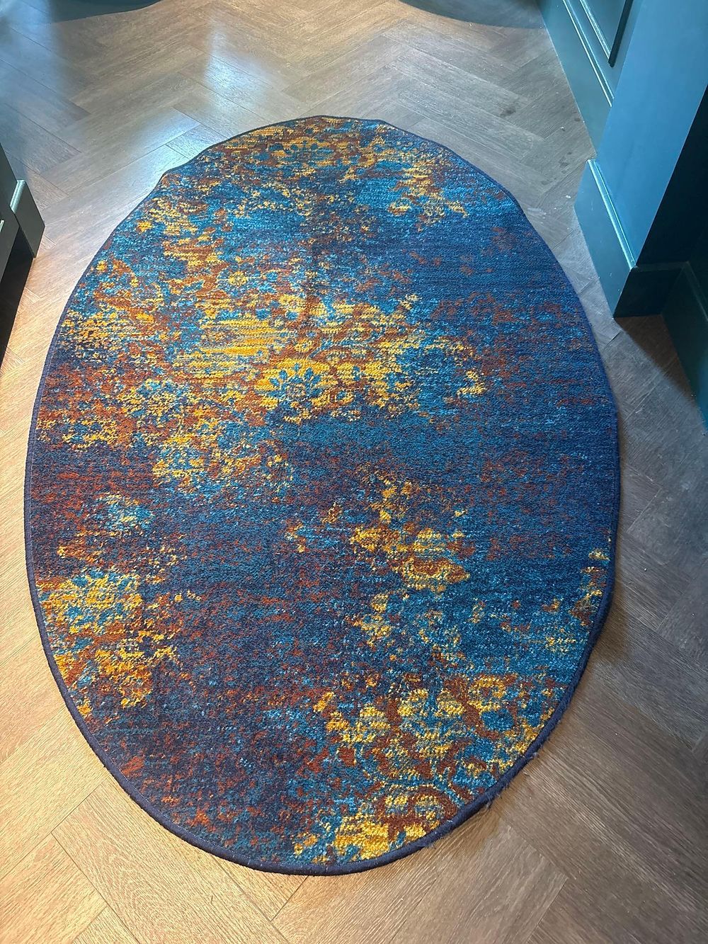 Lot 1998: Custom Abstract Oval Area Rug by Bergman Design House & Ulster Carpets Add a vibrant